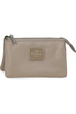 Pepe Jeans Christine Kulturbeutel mit drei Fächern, Beige, 17,5 x 9,5 x 2 cm, Polyester mit Details aus Kunstleder von Joumma Bags, Beige, Talla única, Kulturbeutel mit drei Fächern