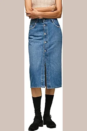 Pepe Jeans Damen Sofi Skirt, Blue (Denim-017), M