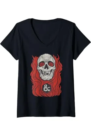 Dungeons & Dragons Damen 50th Flaming Lich T-Shirt mit V-Ausschnitt