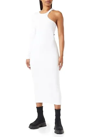 Replay Damen Kleid Langarm Asymmetrisch, (Weiß), L
