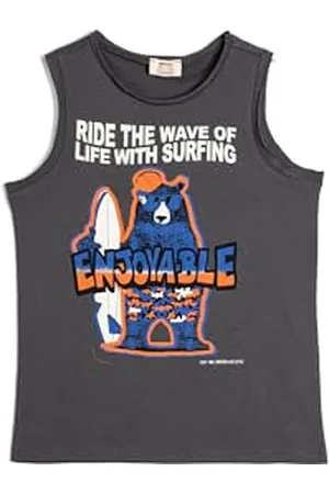 Koton Boys Tank Top Printed Sleeveless Crew Neck Cotton