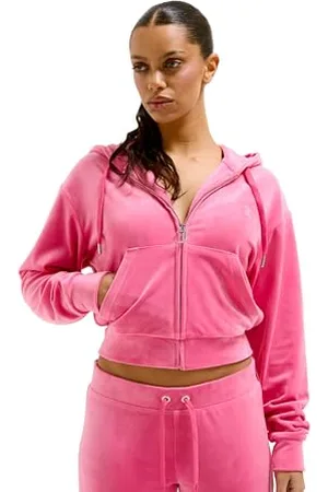 Juicy Couture Damen Madison Hoodie Kapuzensweatjacke, Sweatjacke mit Kapuze und Reißverschluss aus Velour Kapuzenpullover, , 38