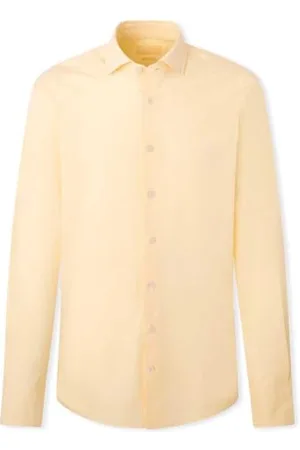 Hackett Herren Brushed Lthr Belt Shirt, Gelb (Hellgelb), M