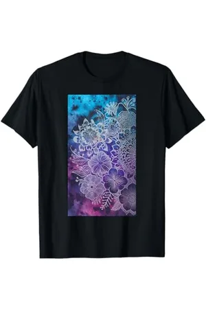 Mandala Blau/Violette Magnolie Aquarell Boho Bohemian T-Shirt