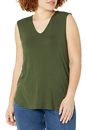 Amazon Damen Tank-Top aus Jersey mit V-Ausschnitt, Reguläre Passform (Früher Daily Ritual), , S