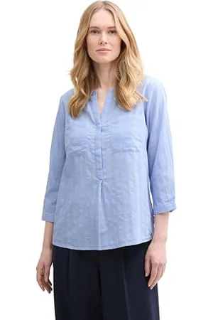 TOM TAILOR Damen 1045249 Bluse, 37522-Blue Chambray Design, 44