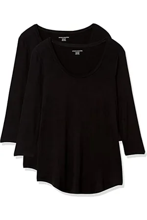 Amazon Damen Tunika mit U-Ausschnitt und 3/4-Ärmeln, 2er-Pack, , S
