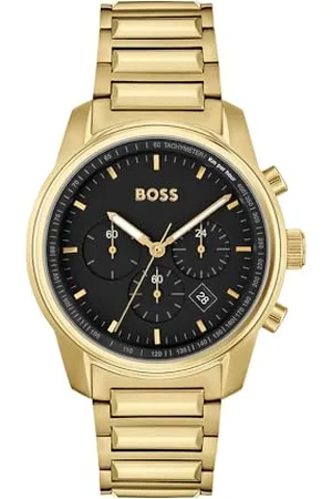 HUGO BOSS Chronograph Quarz Uhr für Herren Kollektion Trace mit Goldfarben Edelstahlarmband - 1514006