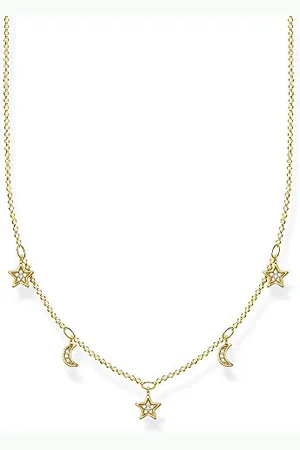 Thomas Sabo Damen Halskette Monde & Sterne gold, 925 Sterlingsilber, 40-45 cm Länge