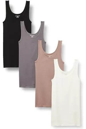 Amazon Damen Tanktop schlanke Passform, 4er-Pack, , XS