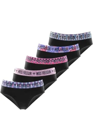 Freegun Mädchen Baumwoll-Unterwäsche, Bequem und Weich (5er Pack), Schwarz/Rosa/Blau/Lila 12/14 Jahre