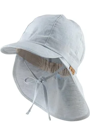 Sterntaler Schirmmütze Nacken meliert - Jungen Mütze aus Baumwoll Mischgewebe in Leinenoptik - Sonnenhut mit Nackenschutz und Bindebändern - Sommer Kopfbedeckung Baby Kinder - , Größe 49