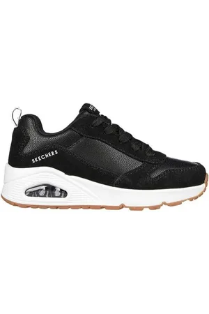 Skechers Jungen 403677l BKW Sneaker, Schwarzes Veloursleder, Synthetik, weißer Rand