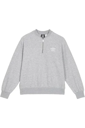 Umbro Damen Core Sweatshirt mit halbem Reißverschluss Pullover, Grau meliert/Weiß, S