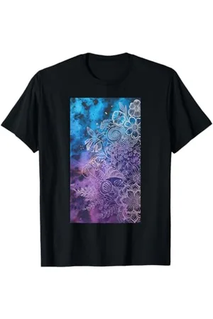 Mandala Blau/Violette Magnolie Aquarell Boho Bohemian T-Shirt