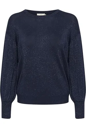 Kaffe Strickpullover KAregina Damen Strickpullover Glitzer Langarm Winter Pullover Casual Elegant S