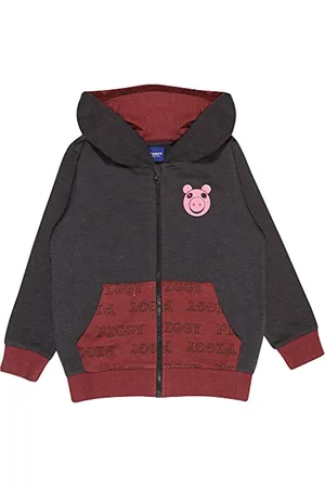 Popgear Piggy Face Jungen Reißverschluss Hoodie Burgund / Schwarz 7-8 Jahre | Gamer-Kleidung, Roblox-Spiel, Geschenkidee