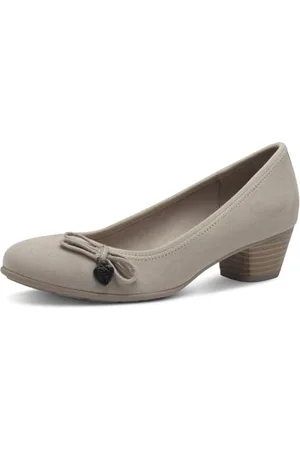QS by s.Oliver Damen Pumps mit Schleife Kleiner Absatz, Beige , 39 EU