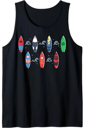 Marvel Super Heroes Summer Beach Vacation Surfboards Tank Top