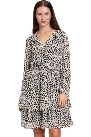 Cartoon Damen Chiffonkleid mit Stufen Weiß/ ,38