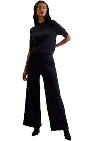 Ted Baker Damen WMT-ELLENR-Ribbed Knitted High Waist Wide Leg Trouser Klassische Hose, , 34