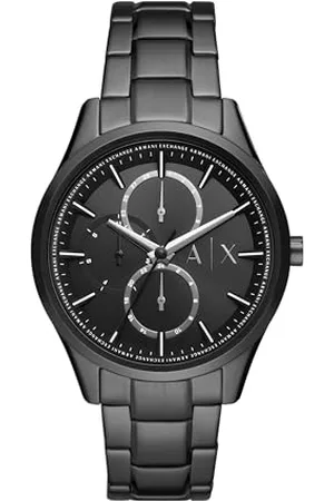 Armani Exchange Uhr für Herren, QuarzMultifunktionswerk, 42MM Schwarzes Edelstahlgehäuse mit Edelstahlarmband, AX1867