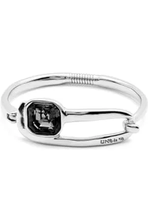 UNO de 50 UNOde50 | Starres Armband | Metalllegierung | versilbert mit Sterlingsilber | Facettiertes schwarzes Glas | handgefertigter Schmuck | Hergestellt in Spanien, Mediano, Sterling-Silber, Kein Edelstein