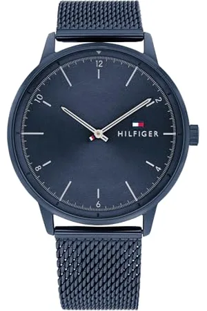 Tommy Hilfiger Analog Quarzuhr für Herren mit Blaues Edelstahl-Mesh-Gliederarmband - 1791841