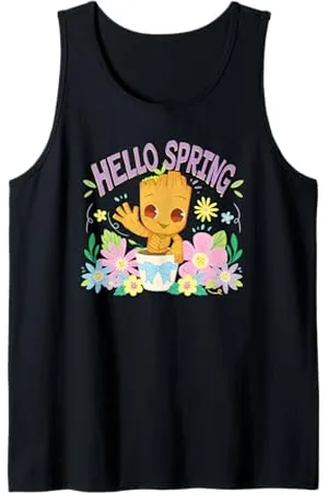Marvel Spring Baby Groot Waving Surrounded By Flowers Tank Top