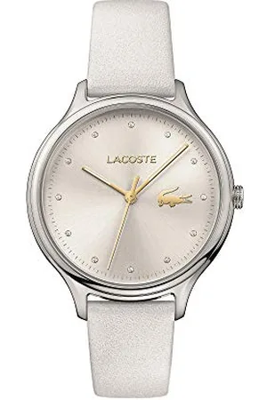 Lacoste Analog Quarzuhr für Damen mit Weisses Lederarmband - 2001005