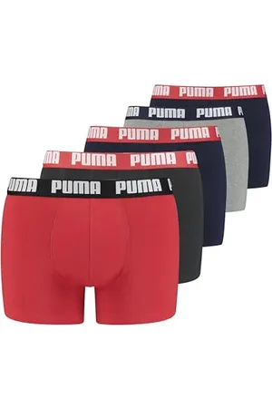 PUMA Herren Boxer Unterwäsche, Blau/Rot/Schwarz, M (5er Pack)