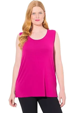 Ulla Popken Damen große Größen Übergrößen Plus Size Top, Classic Fit, Rundhals, Stretch, breite Träger, ärmellos