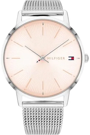Tommy Hilfiger Damen 40mm Quarzuhr - Blush Sunray Zifferblatt, Edelstahl-Mesh-Armband - 1782244