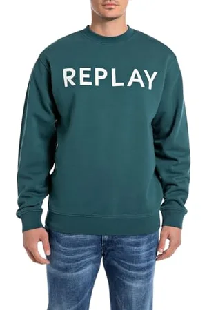 Replay Herren Sweatshirt Oversized, Grün (Atlantic Green 386), L