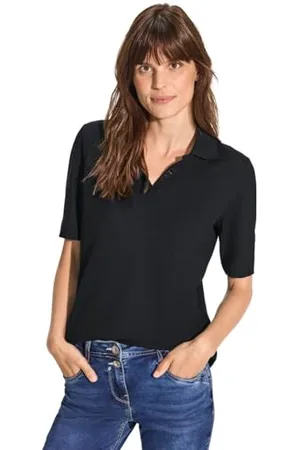 CECIL Damen B321906 Piquée Polo-Shirt, Black, Small