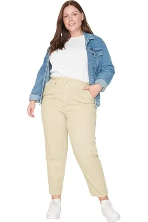 Trendyol Damen Gerade Hohe Taille Plus-size-jeans Jeans, , 50 Große Größen EU