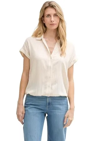 TOM TAILOR Bluse mit Muster, Printed Blue White minimal, 44