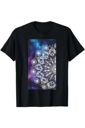 Mandala Blau/Violette Magnolie Aquarell Boho Bohemian T-Shirt