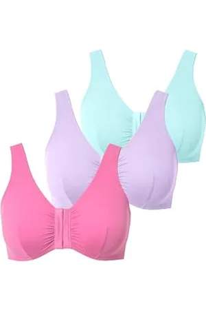 Ulla Popken Damen große Größen Übergrößen Plus Size Bustiers, 3er-Pack, Vorderverschluss, Mikrofaser