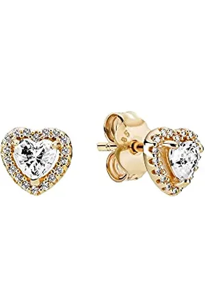 PANDORA Damen Ohrstecker "Erhöhtes Herz" 14k Gold, Zirkonia 259137C01