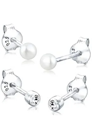 Elli Ohrringe Damen Ohrstecker Set Basic mit Süßwasserzuchtperle und Kristall in 925 Sterling Silber