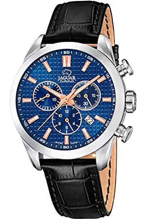 Jaguar Armbanduhr Modell J866/2 aus der Kollektion ACAMAR, Gehäuse 43 mm blau mit schwarzem Lederarmband für Herren