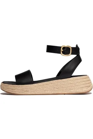 FitFlop Damen F-mode Espadrille Leather Flatform a/Strap Sandale, , 40 EU