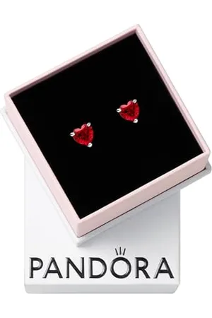 PANDORA Rotes Herz-Ohrstecker aus Sterlingsilber mit Zirkonia in der Farbe Silber- , Timeless Collection, 292549C01