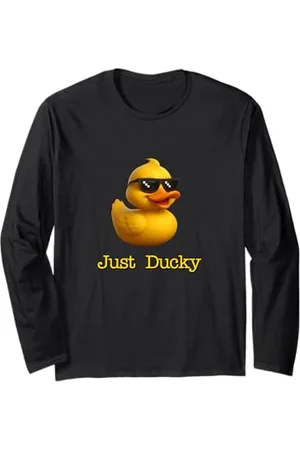 BAHAA Just Ducky Funny Rubber Yellow Duck Childish Graphic Design Langarmshirt
