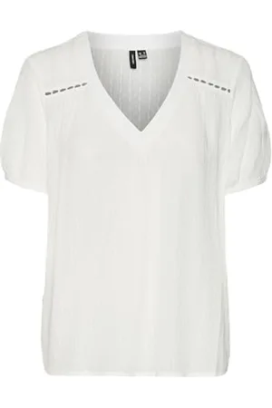 VERO MODA Damen VMGABBI V-Neck SS TOP WVN GA Kurzarmbluse, , M
