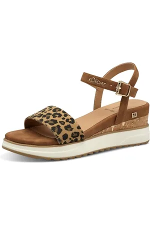 QS by s.Oliver Damen Sandalen mit Keilabsatz Vegan, Mehrfarbig ( .), 41 EU