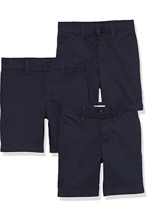 Amazon Jungen Einheitliche, gewebte Shorts mit flacher Vorderseite - Auslauffarben, 3er-Pack, , 8 Jahre Große Größen
