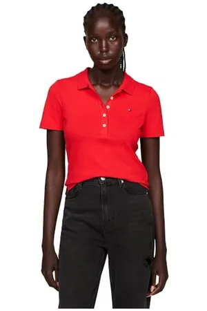 Tommy Hilfiger Damen Poloshirt Kurzarm 1985 Pique Polo Regular Fit, Rot (Fireworks), S