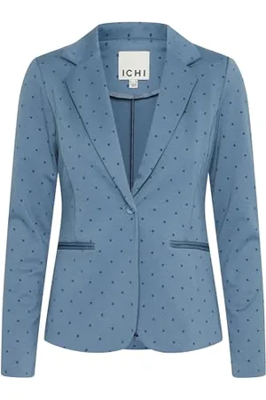 Ichi IHKATE Damen Blazer Jackenblazer mit Reverskragen 1-Knopf-Form V-Ausschnitt Gemustert Slim fit, Größe:M, Farbe: